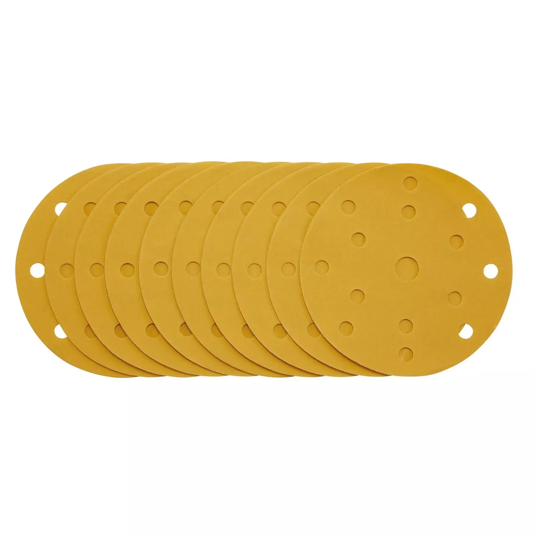 Draper Gold Sanding Discs with Hook & Loop 150mm 400 Grit 15 Dust Extraction Holes (Pack of 10) 08478