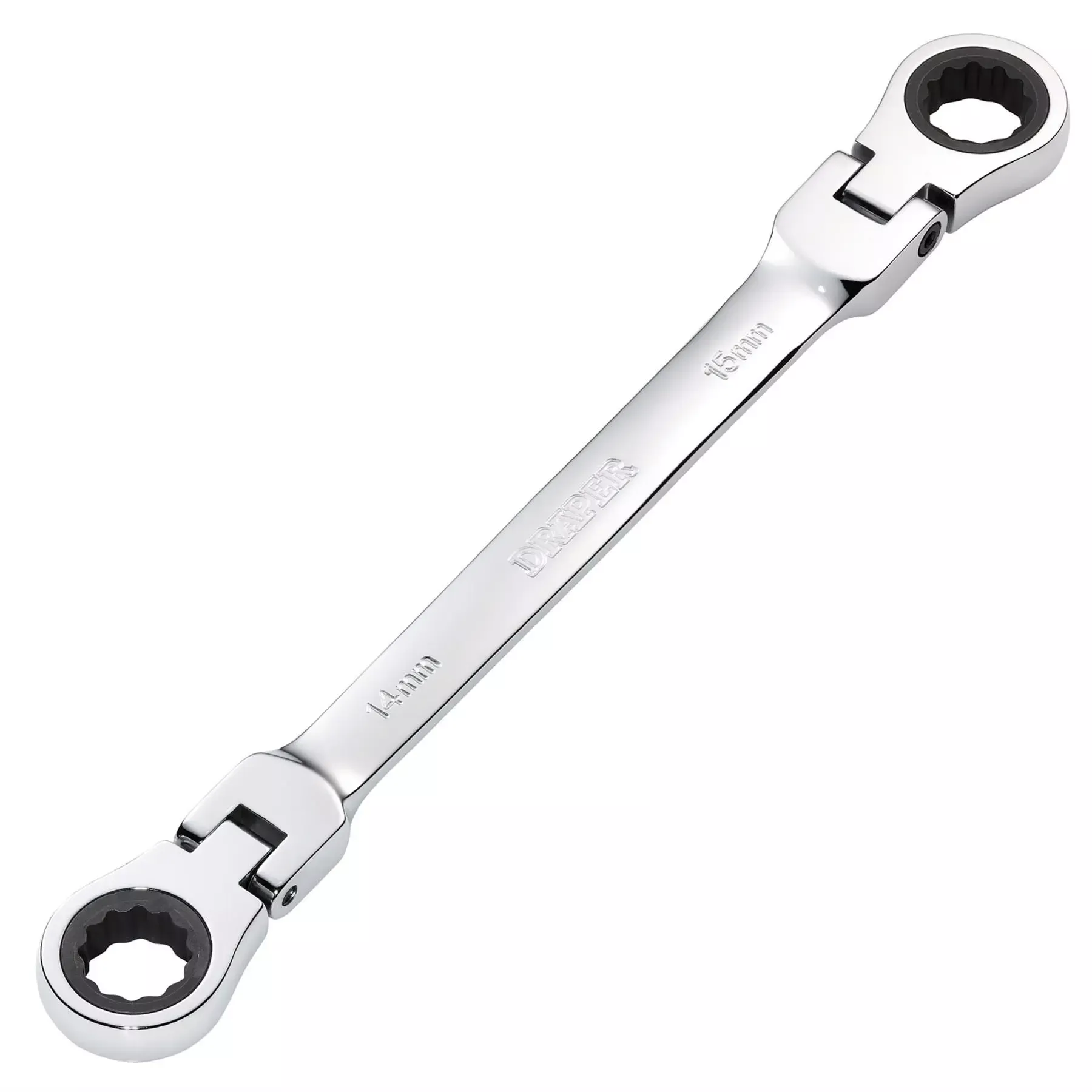 Draper HI-TORQ Metric Flexible Head Double Ring Ratchet Spanner 14 x 15mm 27747