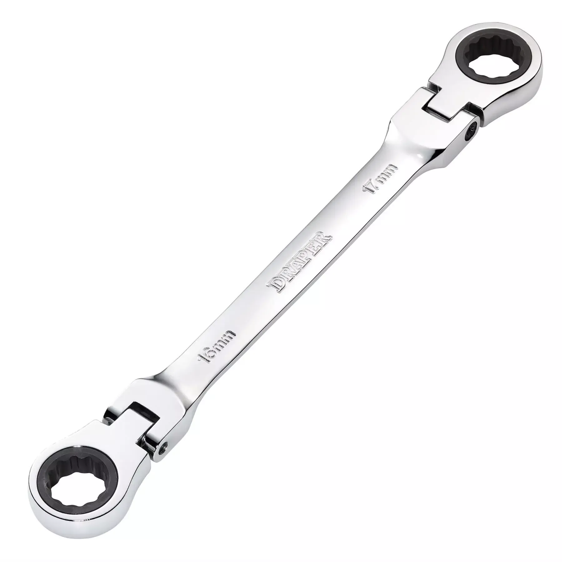 Draper HI-TORQ Metric Flexible Head Double Ring Ratchet Spanner 16 x 17mm 27756