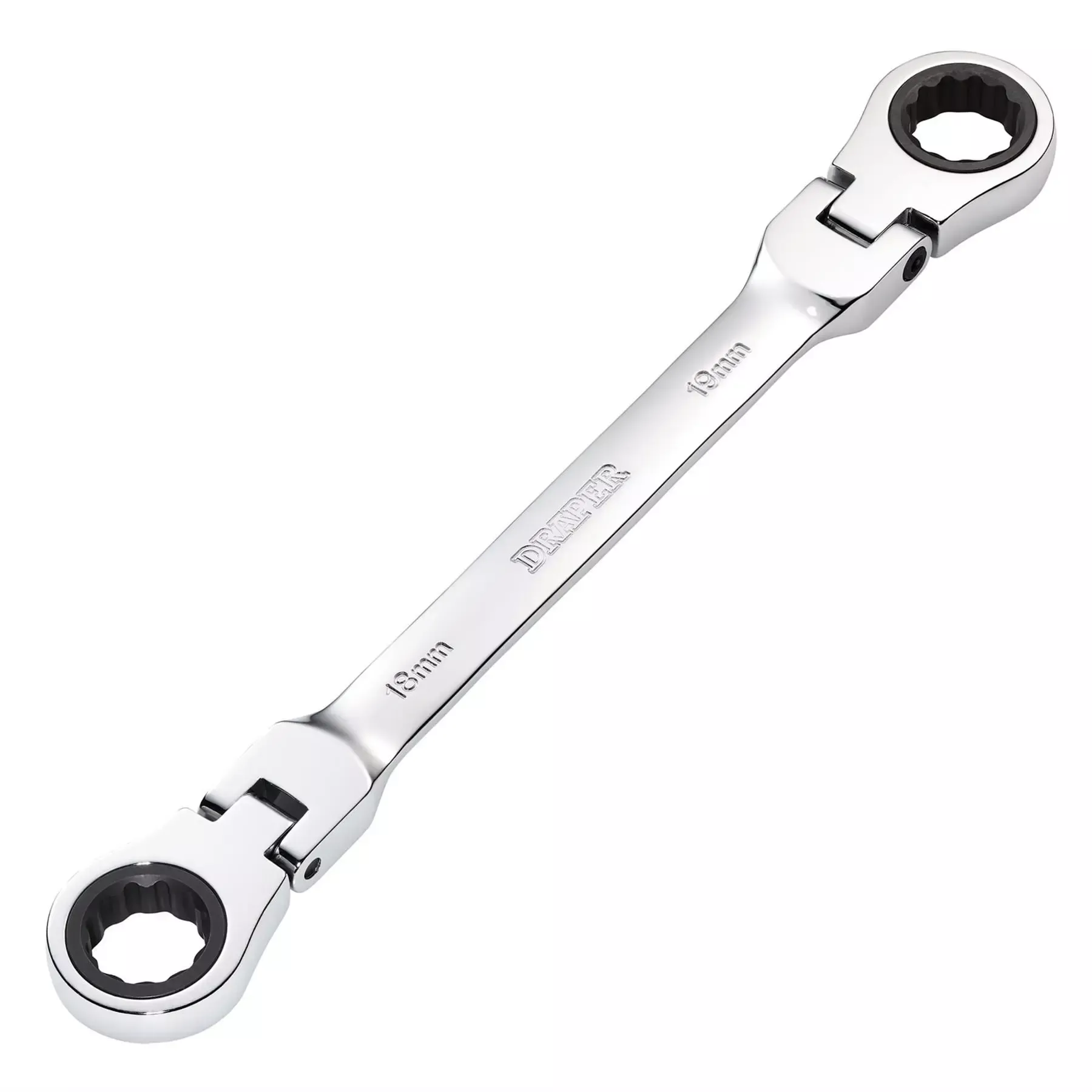 Draper HI-TORQ Metric Flexible Head Double Ring Ratchet Spanner 18 x 19mm 27759