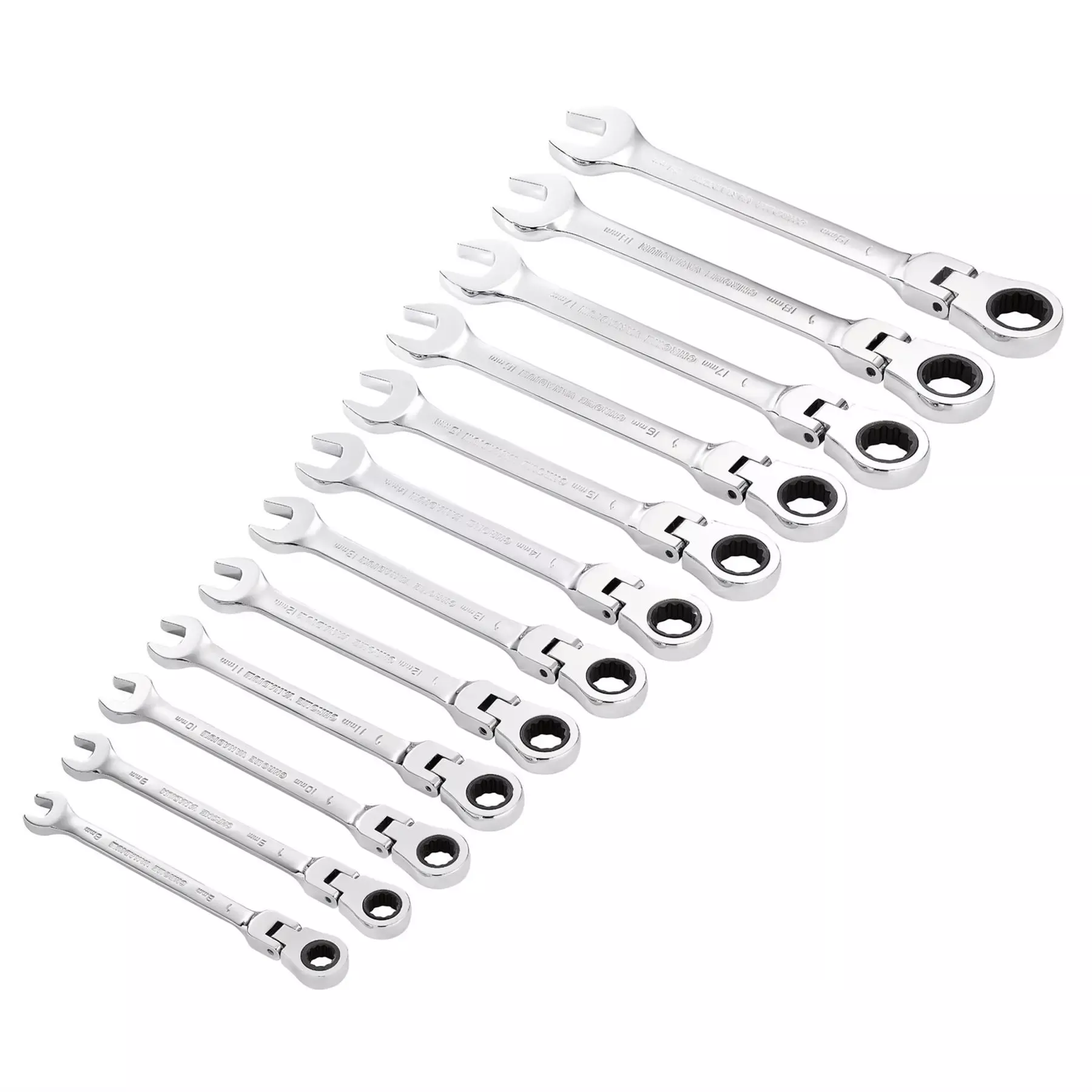 Draper HI-TORQ Metric Flexible Head Ratchet Combination Spanner Set (12 Piece) 27733