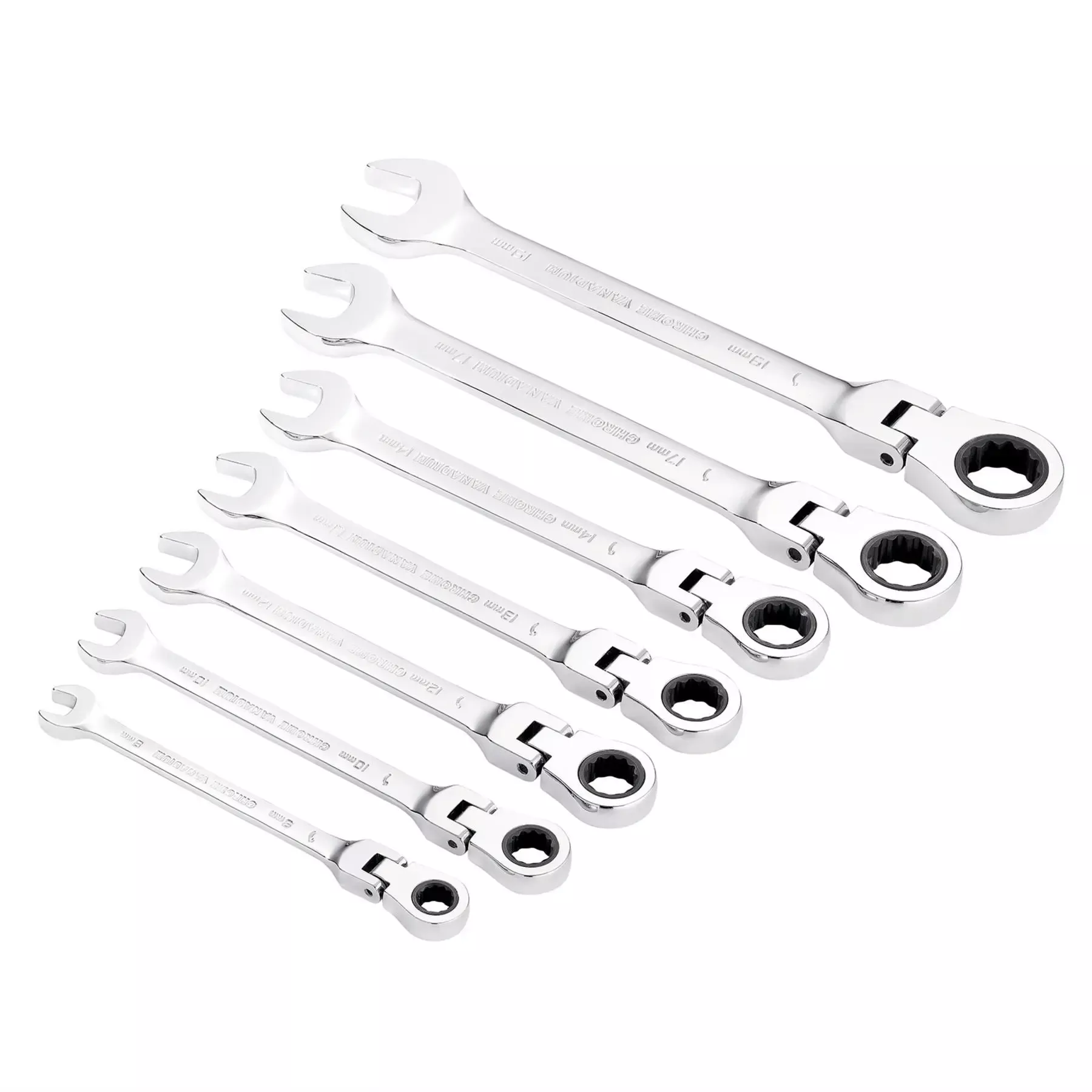 Draper HI-TORQ Metric Flexible Head Ratcheting Combination Spanner Set (7 Piece) 25396