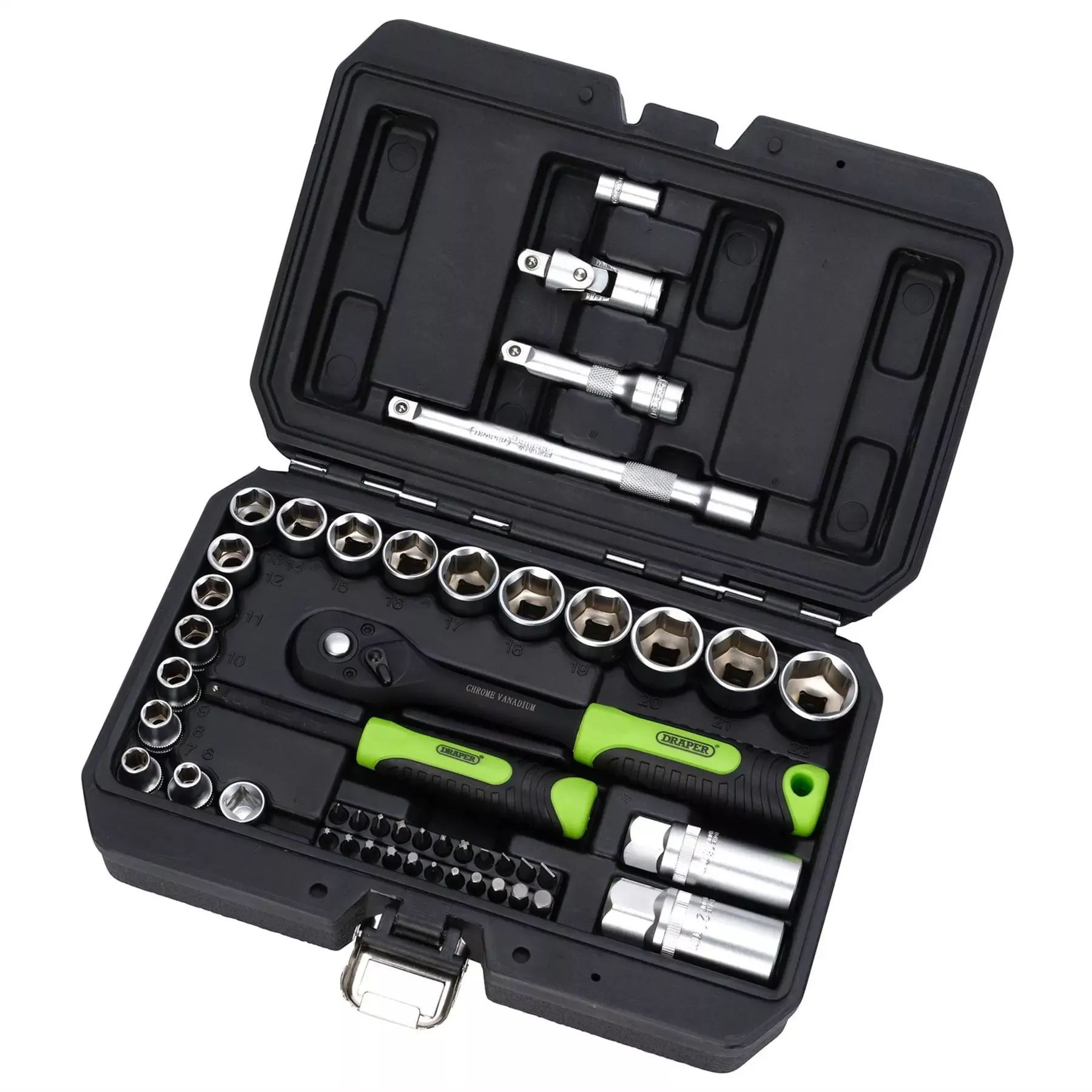 Draper HI-TORQ Metric Socket and Bit Set 1/4" and 3/8" Sq. Dr. (48 Piece) 24235