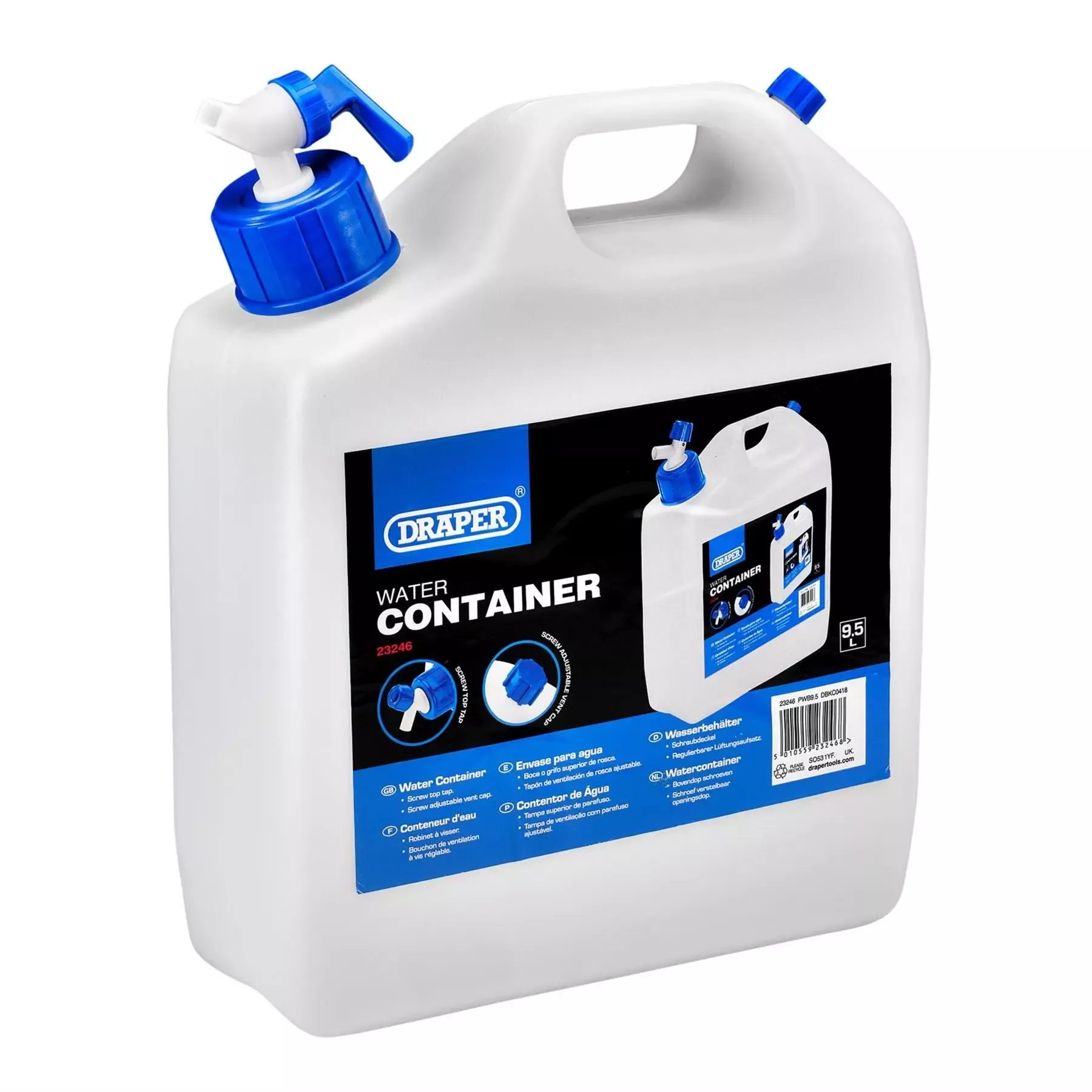 Draper Water Container with Tap 9.5L 23246