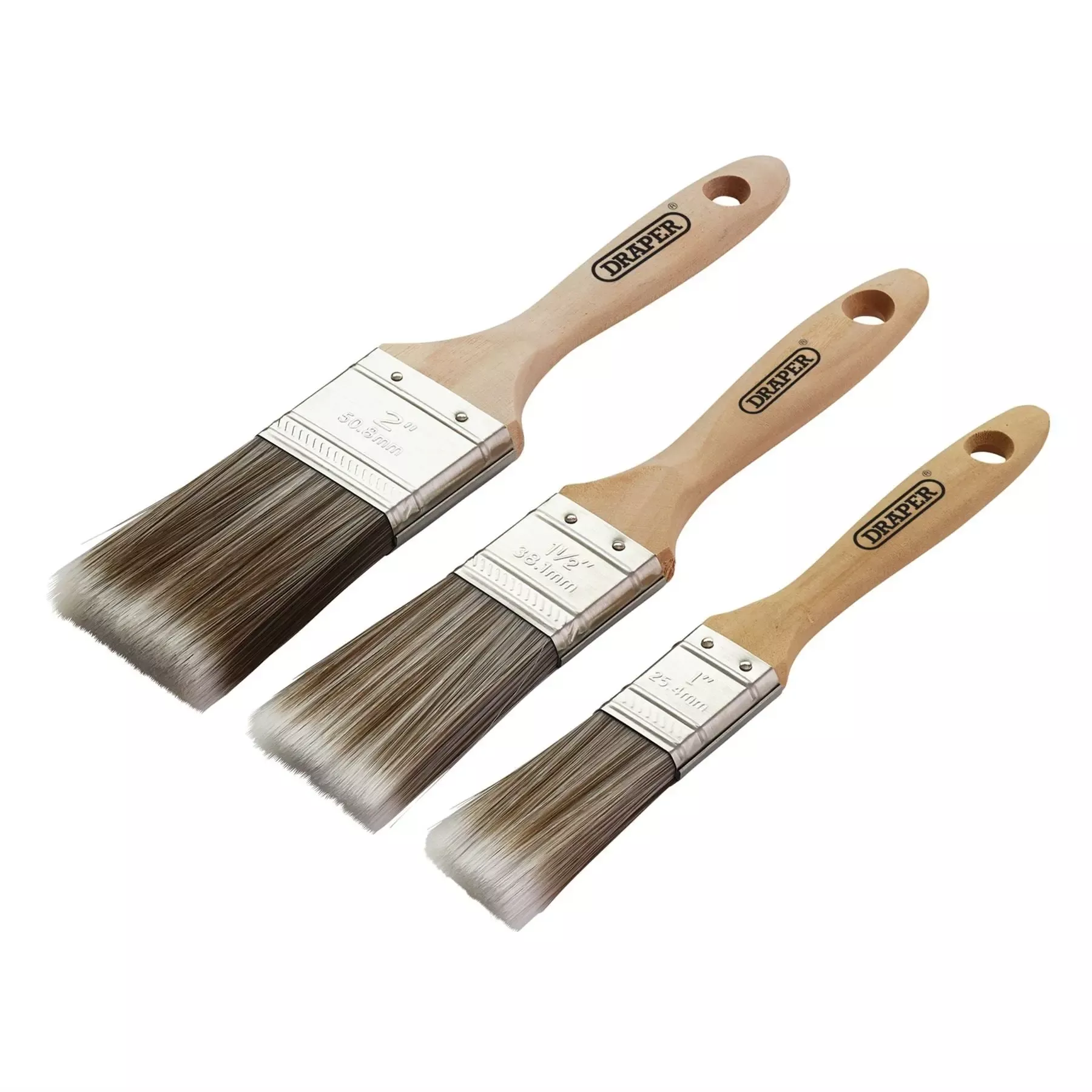 Draper Wood Handle Paint Brush Set (3 Piece) 20439