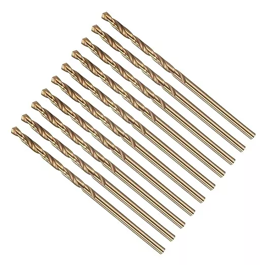 Drill Bit, #33 Cutting Diameter, 4341 HSS Gold Finish 118° Cutting Angle Number Jobber Bits - (Applications: for Drilling Soft Metal Plastic Wood), 5-Pieces