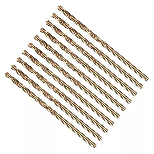 Drill Bit, #36 Cutting Diameter, 4341 HSS Gold Finish 118° Cutting Angle Number Jobber Bits - (Applications: for Drilling Soft Metal Plastic Wood), 10-Pieces