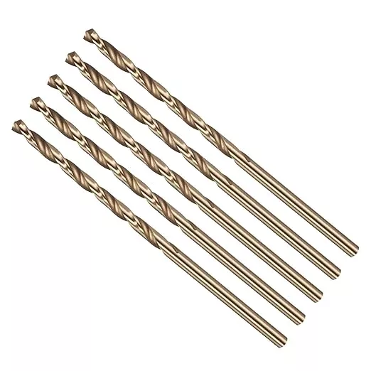 Drill Bit, #37 Cutting Diameter, 4341 HSS Gold Finish 118° Cutting Angle Number Jobber Bits - (Applications: for Drilling Soft Metal Plastic Wood), 5-Pieces