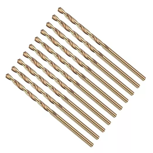 Drill Bit, #40 Cutting Diameter, 4341 HSS Gold Finish 118° Cutting Angle Number Jobber Bits - (Applications: for Drilling Soft Metal Plastic Wood), 5-Pieces