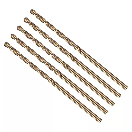 Drill Bit, #46 Cutting Diameter, 4341 HSS Gold Finish 118° Cutting Angle Number Jobber Bits - (Applications: for Drilling Soft Metal Plastic Wood), 5-Pieces