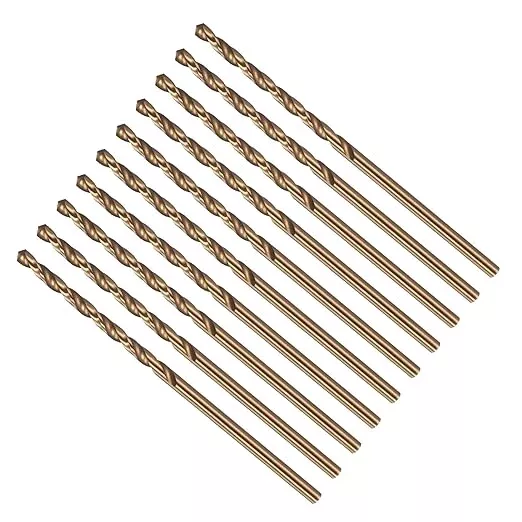 Drill Bit, #48 Cutting Diameter, 4341 HSS Gold Finish 118° Cutting Angle Number Jobber Bits - (Applications: for Drilling Soft Metal Plastic Wood), 10-Pieces
