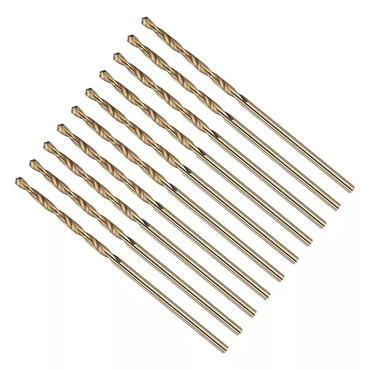 Drill Bit, #50 Cutting Diameter, 4341 HSS Gold Finish 118° Cutting Angle Number Jobber Bits - (Applications: for Drilling Soft Metal Plastic Wood), 10-Pieces