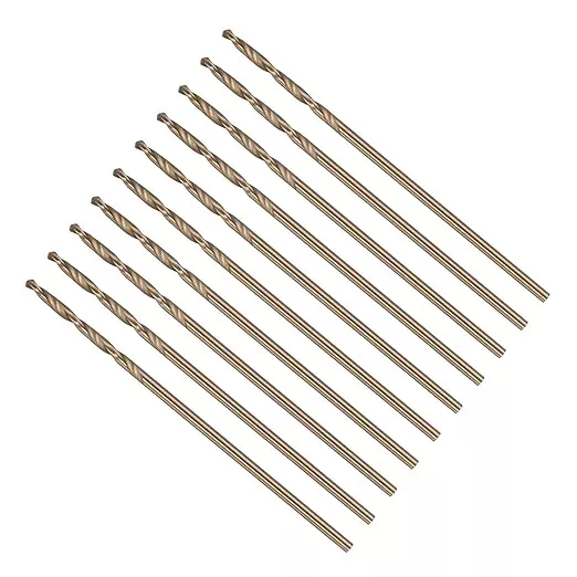 Drill Bit, #57 Cutting Diameter, 4341 HSS Gold Finish 118° Cutting Angle Number Jobber Bits - (Applications: for Drilling Soft Metal Plastic Wood), 10-Pieces