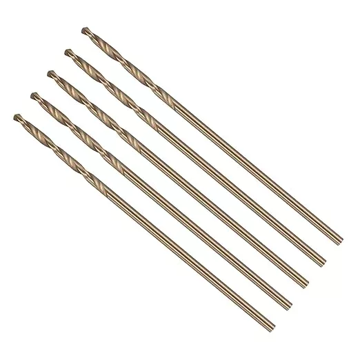 Drill Bit, #58 Cutting Diameter, 4341 HSS Gold Finish 118° Cutting Angle Number Jobber Bits - (Applications: for Drilling Soft Metal Plastic Wood), 5-Pieces