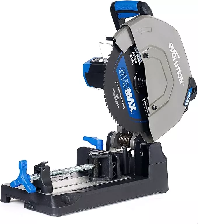 Evolution S15CPS 15" Heavy-Duty Metal Cutting Chop Saw | 3,500+ Cuts with EVOMAX14ST Blade | 15" Blade Compatible | Industrial Power Saw, Soft Start Motor, E-Brake, Precision Shadow Line Guide