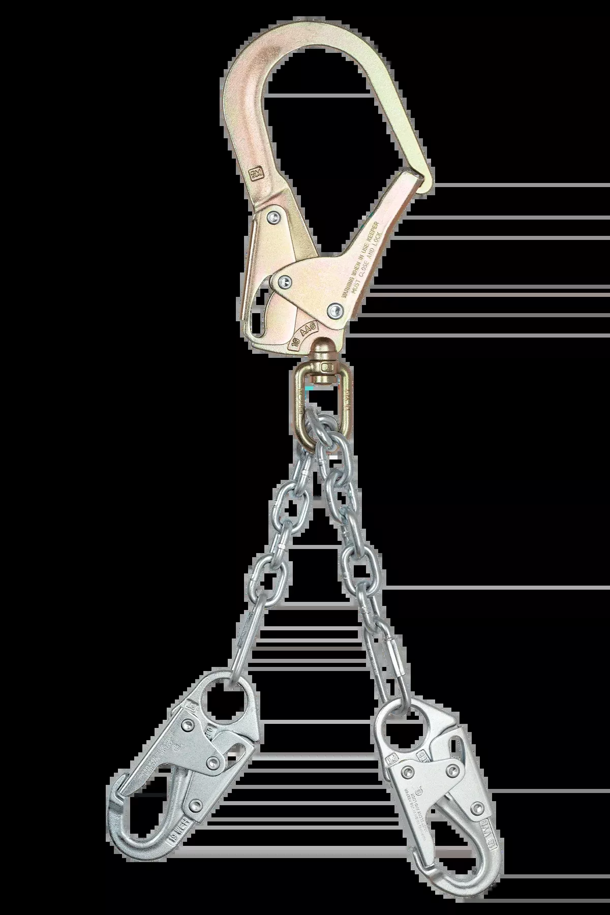 FALLTECH 23" Premium Rebar Positioning Assembly w/ GR 43 Chain w/ Swivel Rebar Hook