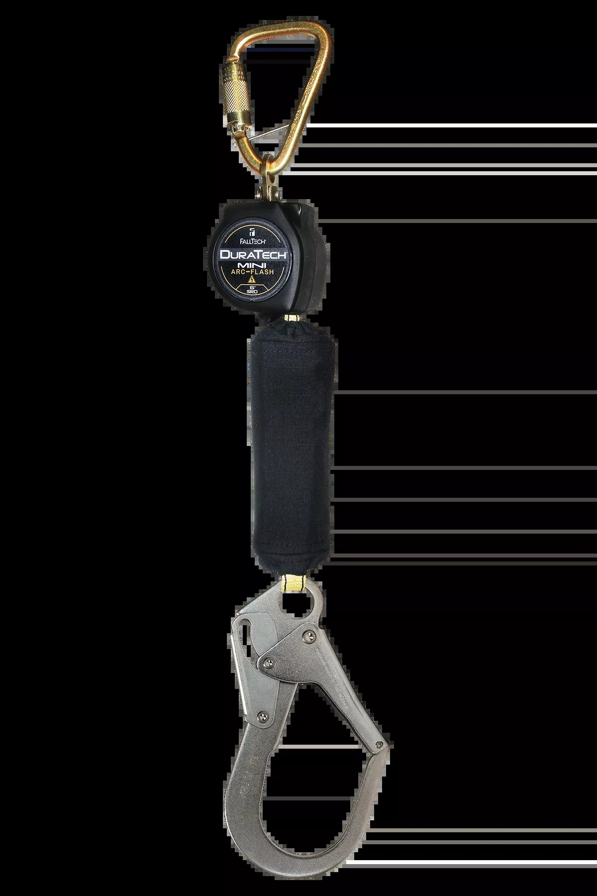 FALLTECH 6' Arc Flash DURATECH Mini Class 1 Personal SRL-P w/ Steel Rebar Hook, Includes Steel Dorsal Connecting Carabiner