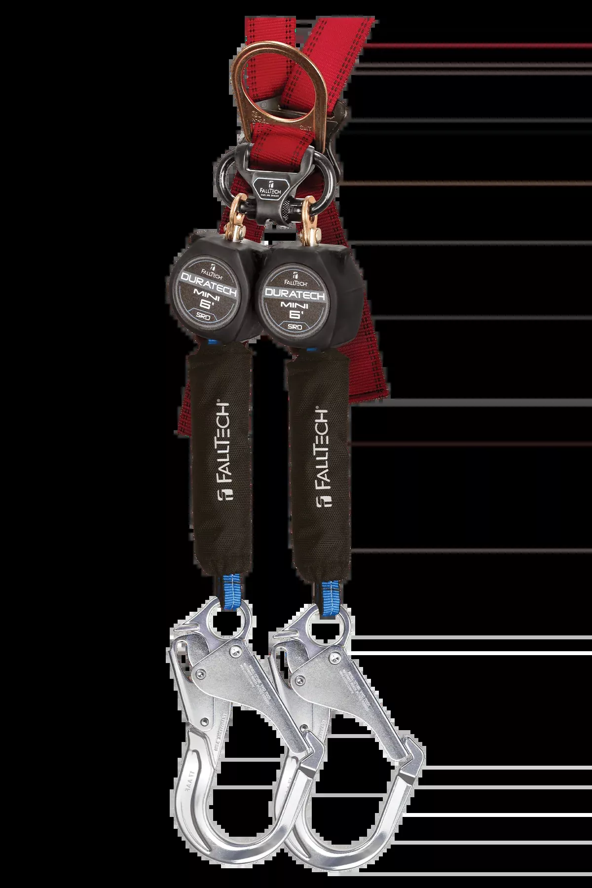 FALLTECH 6' DURATECH Mini Class 1 Personal SRL-P w/ Aluminum Rebar Hooks, Includes Steel Dorsal Connecting Carabiner