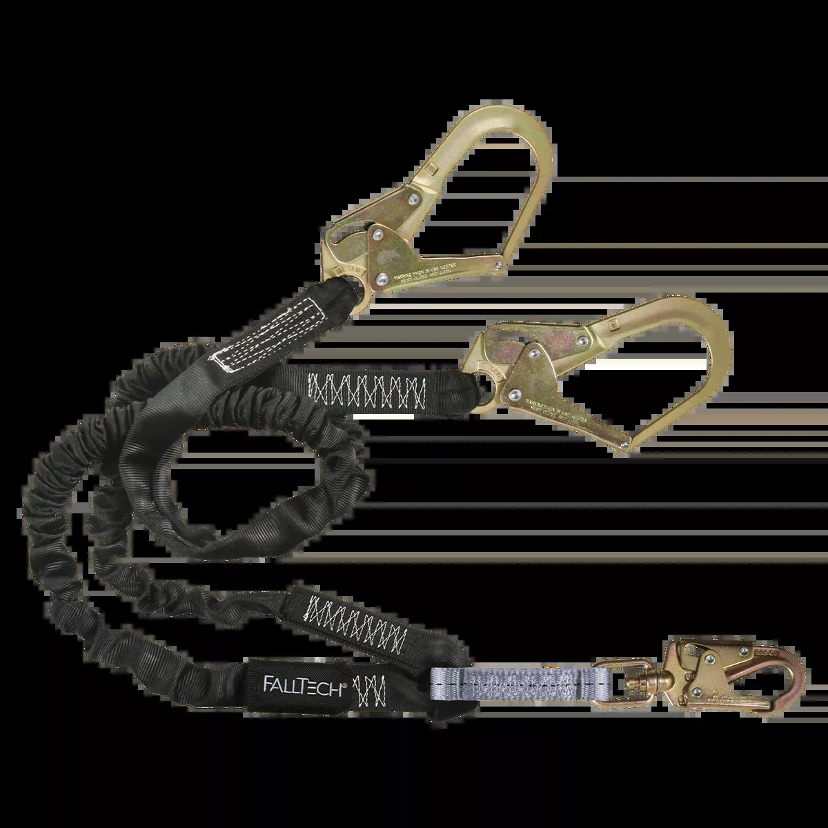 FALLTECH 6' HEAVYWEIGHT Energy Absorbing Lanyard, Double-Leg w/ Steel Connectors