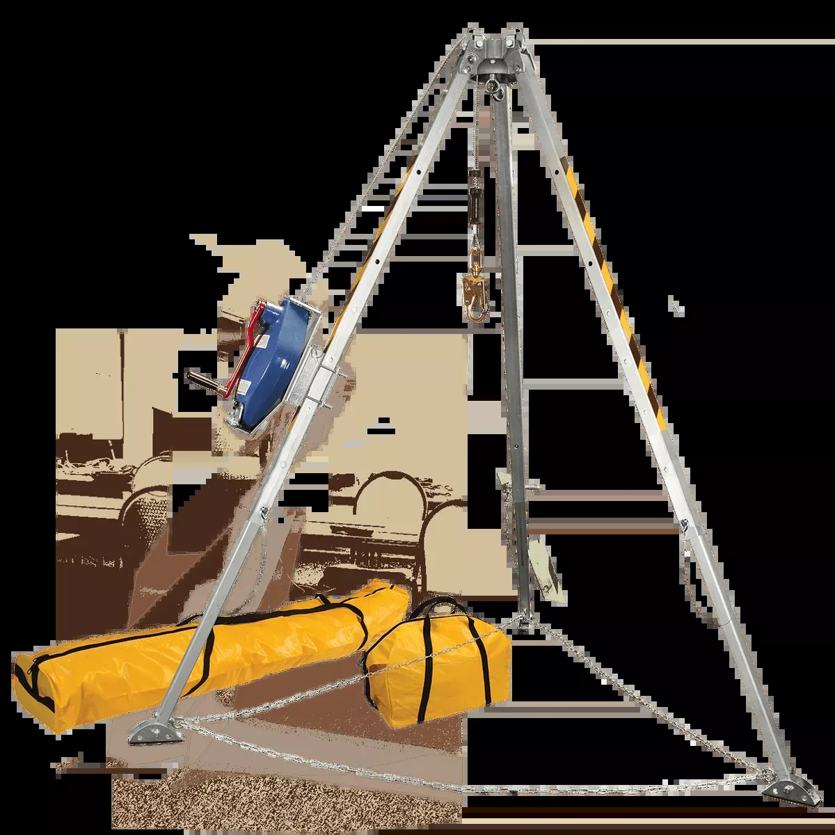 FALLTECH 8' Confined Space Tripod System w / 60' Galvanized Steel SRL-R