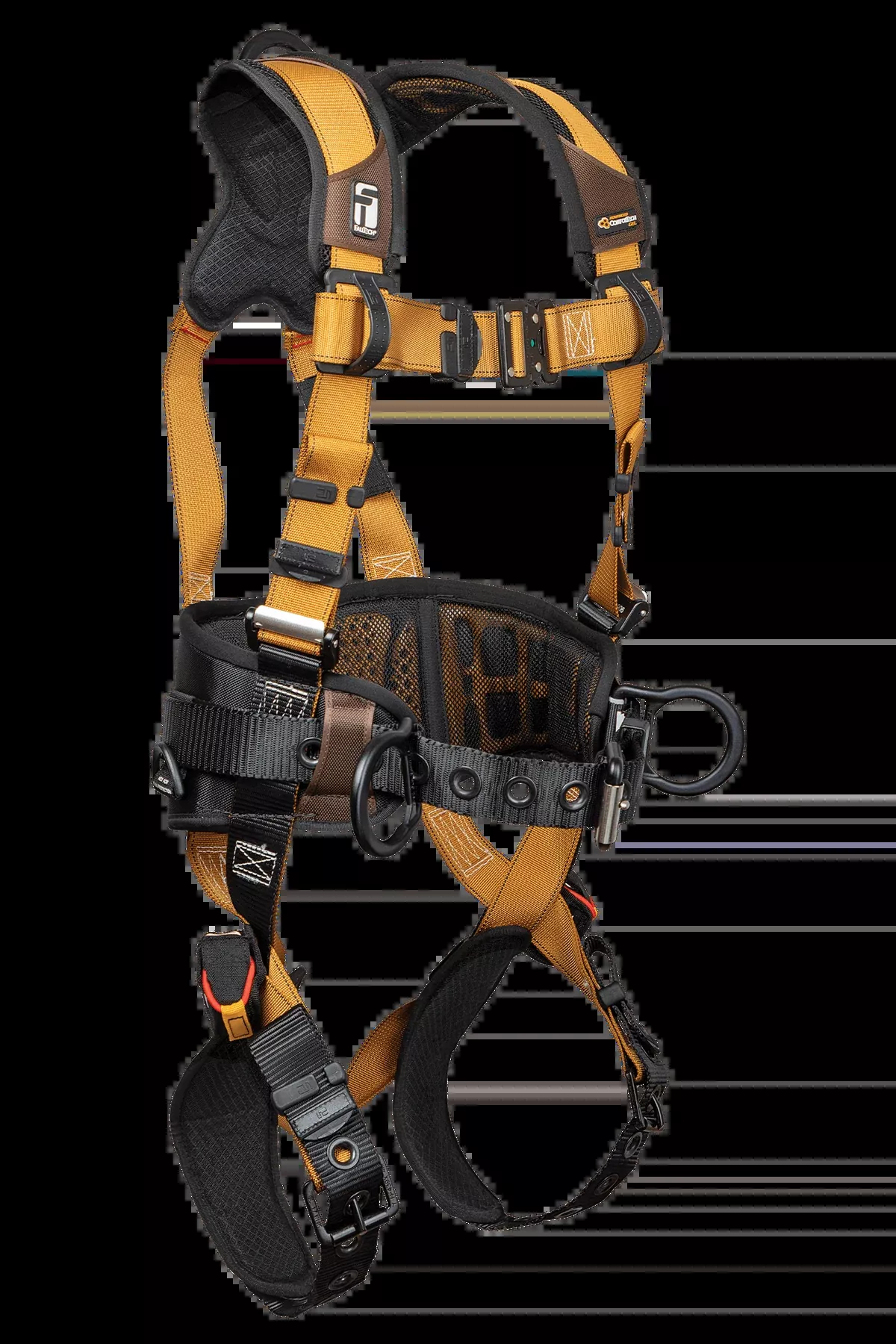 FALLTECH ADVANCED COMFORTECH Gel 3D Construction Belted Full Body Harness, Tongue Buckle Leg Adjustment