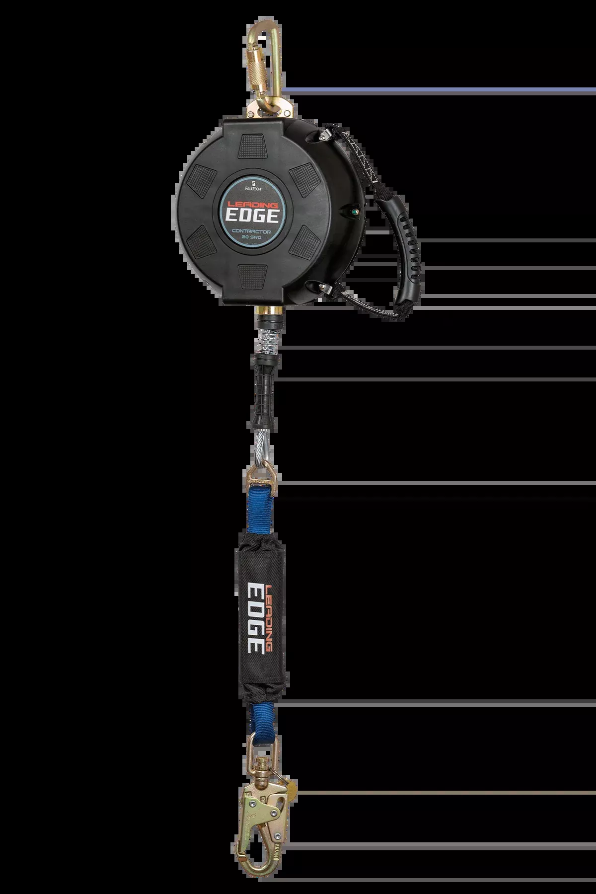 FALLTECH Contractor Leading Edge Class 2 SRL w/ 20' Galvanized Steel Cable & Anchorage Carabiner