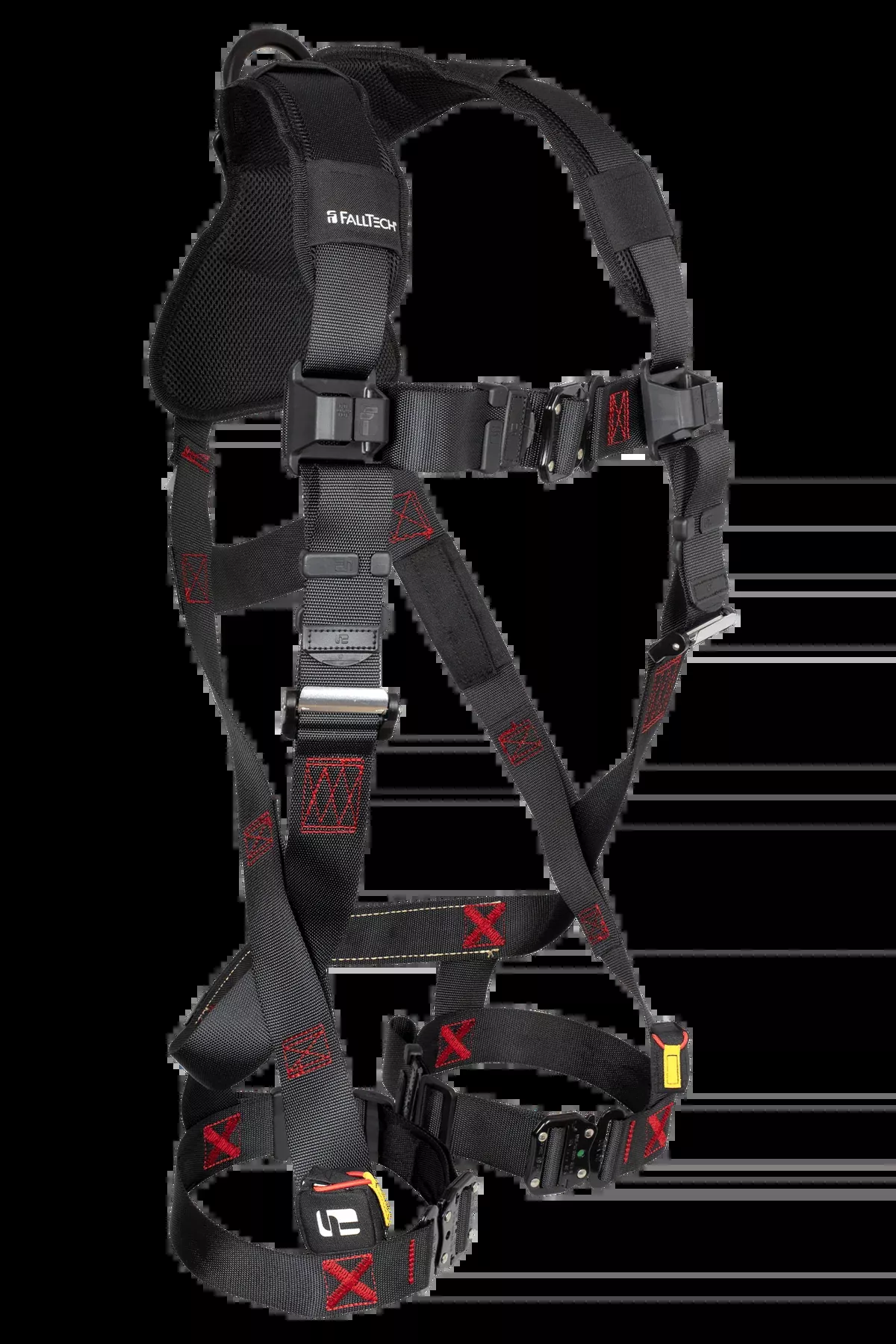 FALLTECH FT-IRON™ 1D Standard Non-Belted Full Body Harness, Quick Connect Buckle Leg Adjustment