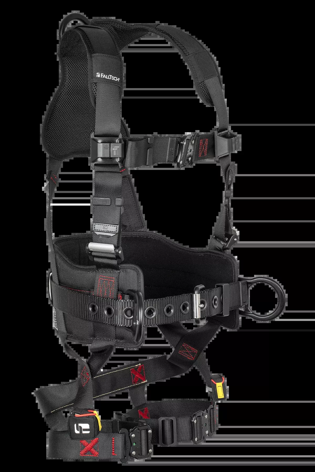 FALLTECH FT-IRON™ 3D Construction Belted Full Body Harness, Quick Connect Buckle Leg Adjustment