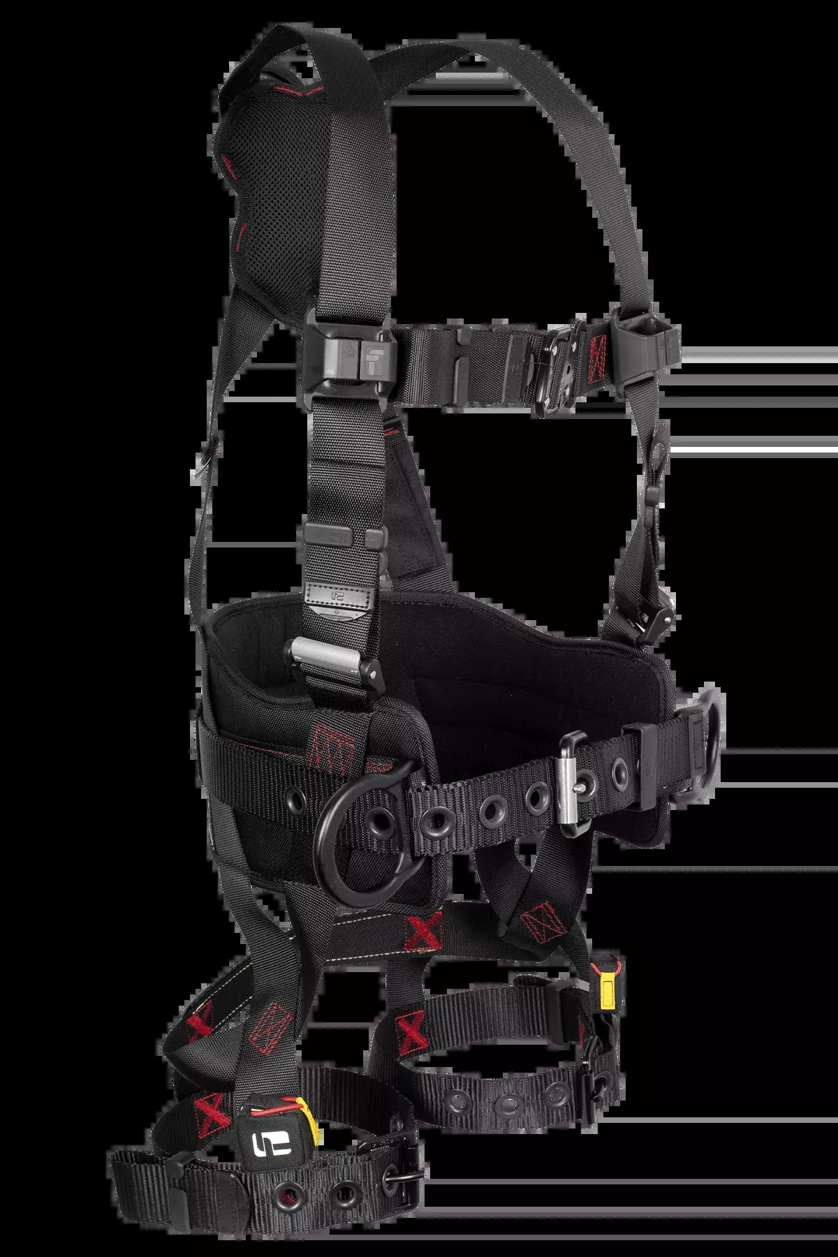 FALLTECH FT-IRON™ 3D Construction Belted Full Body Harness, Tongue Buckle Leg Adjustment