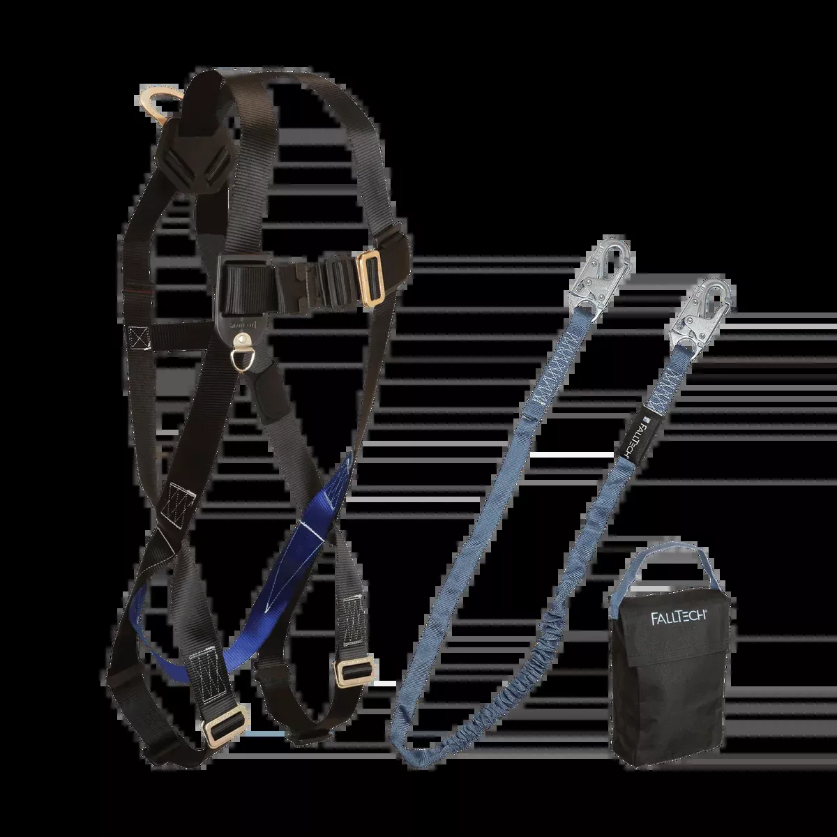 FALLTECH Harness & Lanyard 3 PC. Kit Including Small Storage Bag (7007, 8259, 5005P)