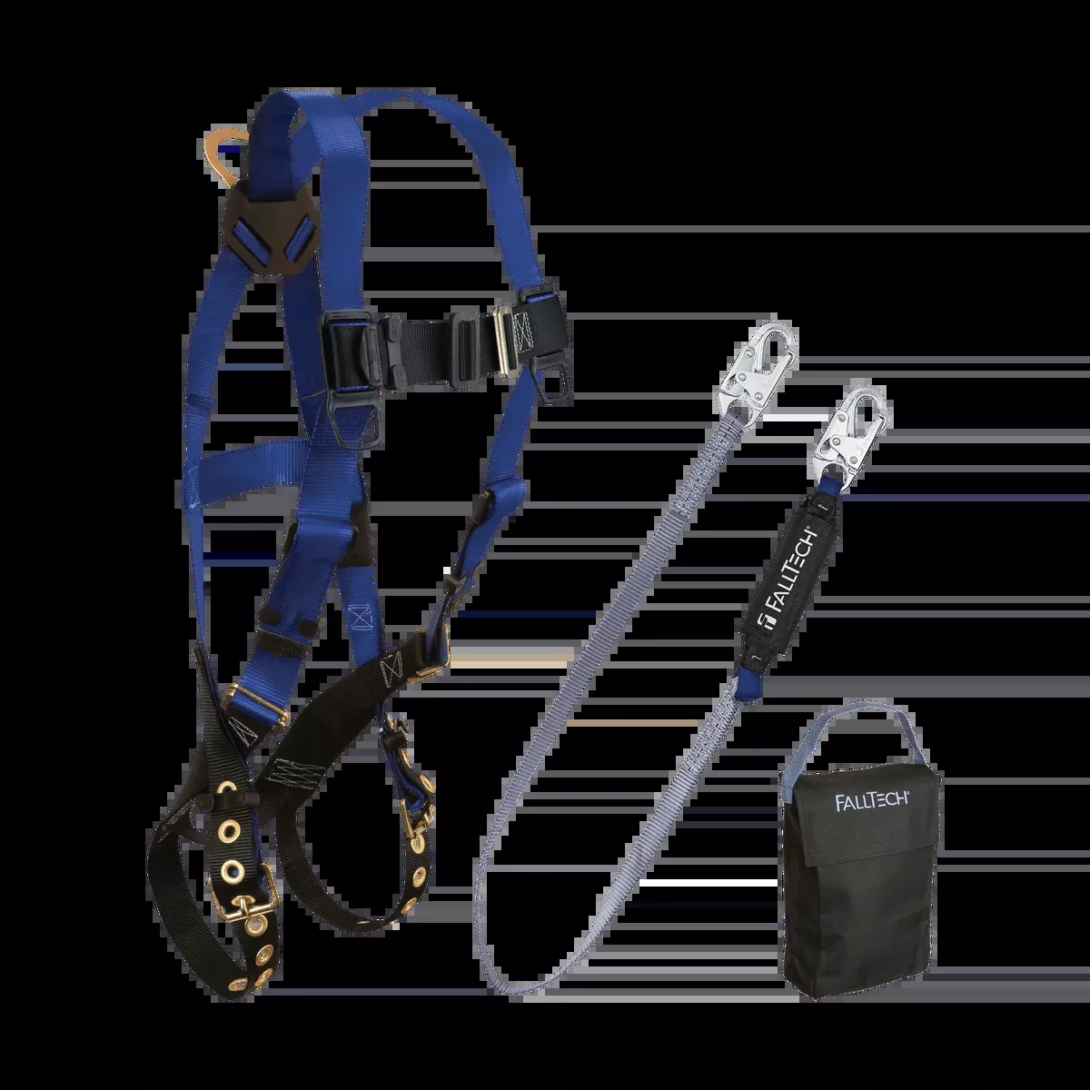 FALLTECH Harness & Lanyard 3 PC. Kit Including Small Storage Bag (7016, 8256, 5005P)