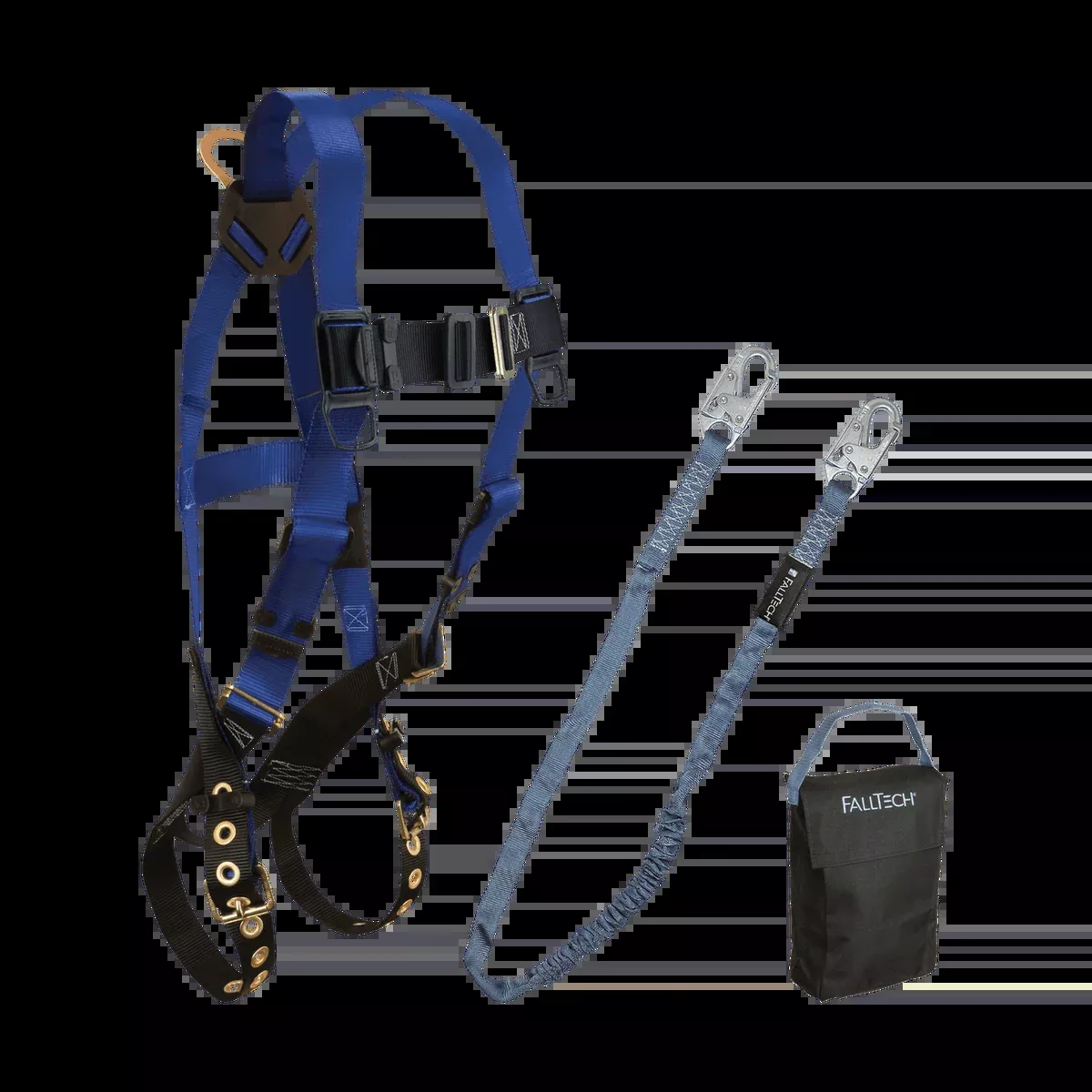 FALLTECH Harness & Lanyard 3 PC. Kit Including Small Storage Bag (7016, 8259, 5005)