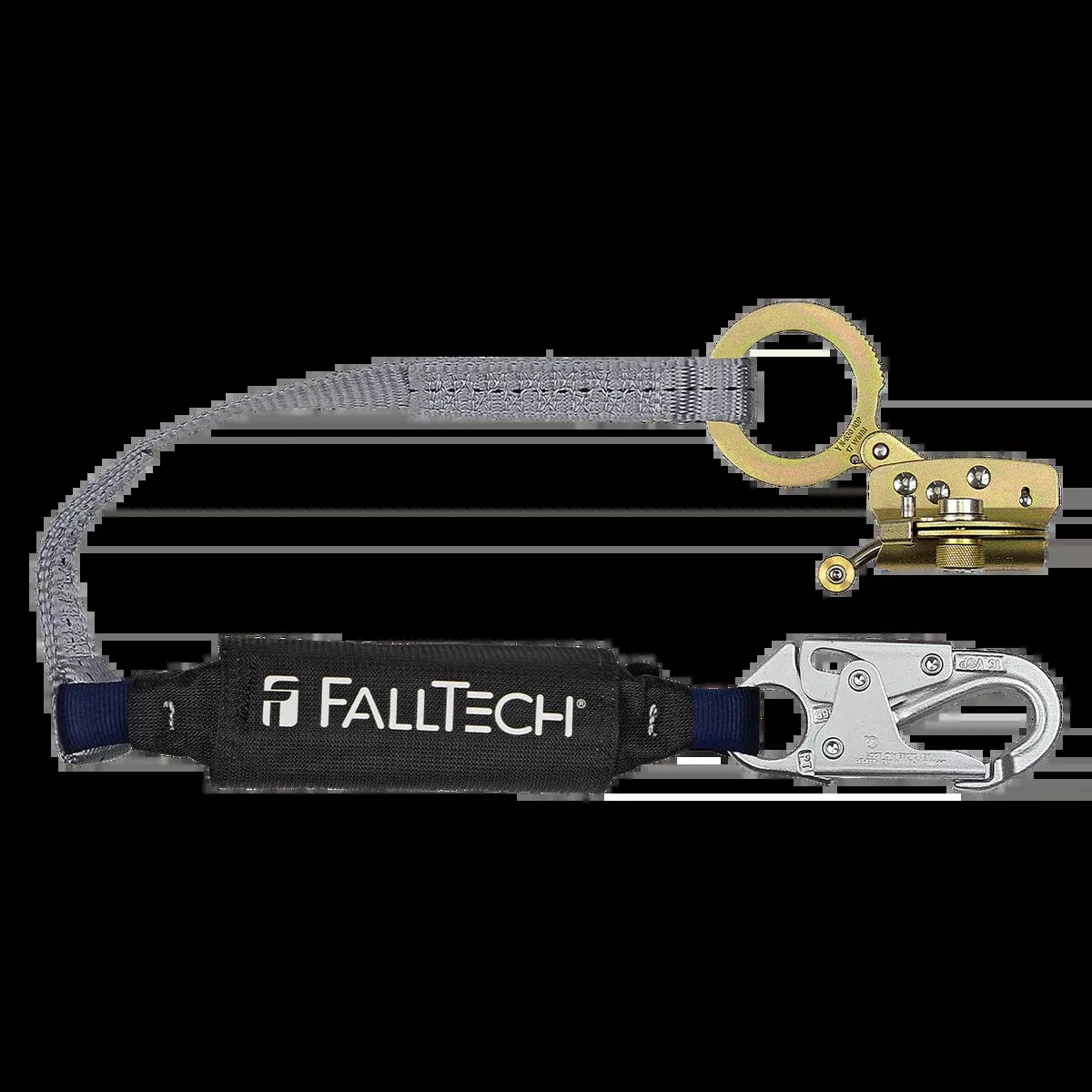FALLTECH Hinged Trailing Fall Arrester w/ Anti-Panic & 3' VIEWPACK Energy Absorbing Lanyard