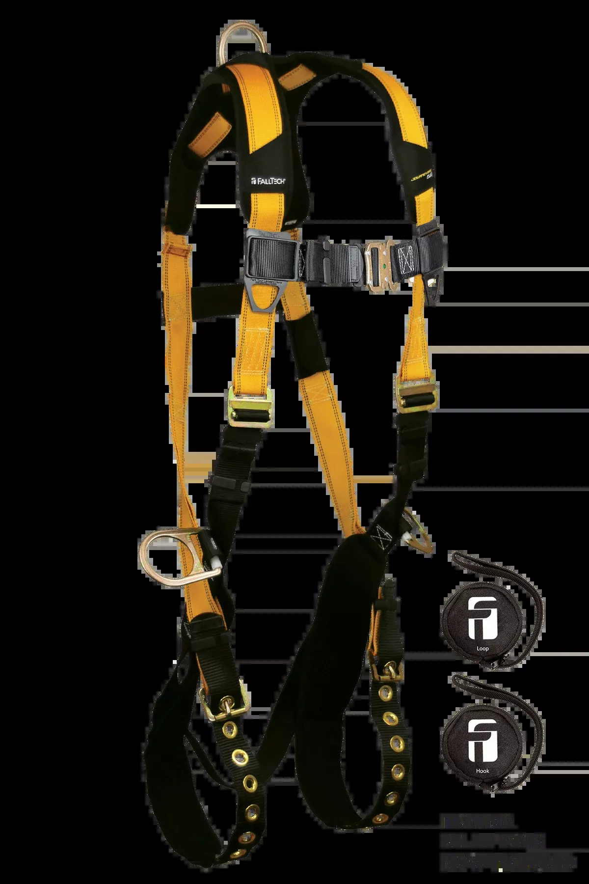FALLTECH JOURNEYMAN FLEX Steel 3D Standard Non-Belted Full Body Harness, Tongue Buckle Leg Adjustment