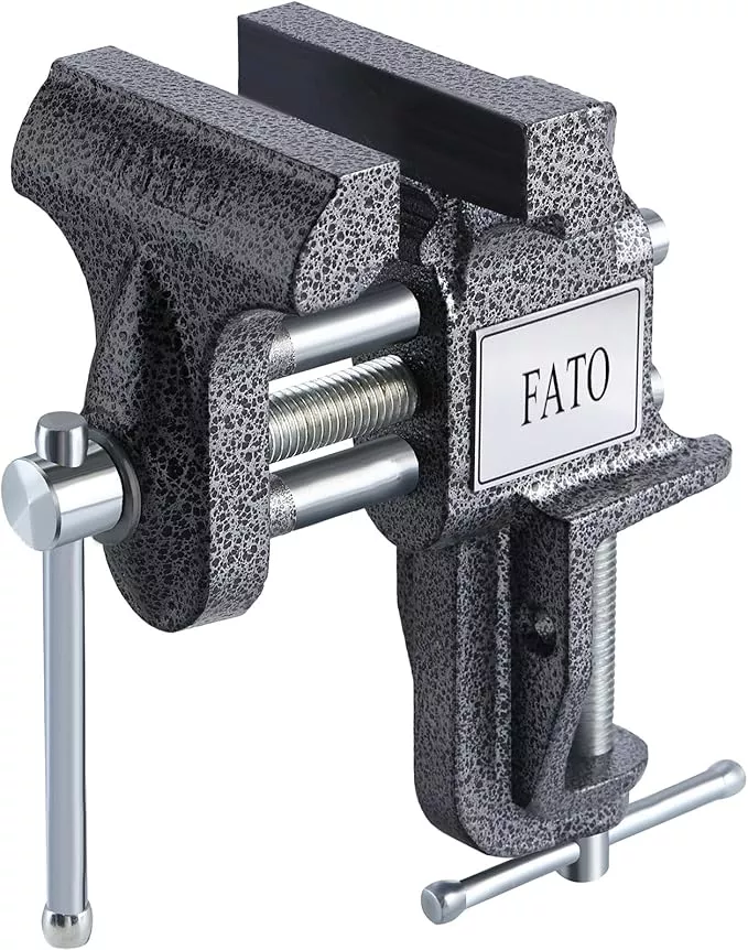 FATO 3" Table Vise Bench Vise Iron Clamp-On Table Bench Vise 2.9-inch Jaw Width 2.6-inch Jaw Opening for Woodworking, Home Workshop Use and DIY Job, Black