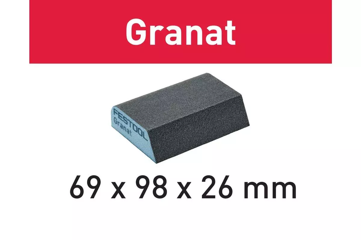 FESTOOL Abrasive Sponge Granat 69 mm X 98 mm X 26 mm 120 CO GR (6 PACK)