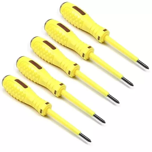 Fielect 5pcs Circuit Tester, Voltage Tester Pen Screwdriver Electric Test Detector, Phillips Screwdriver Test Pencil 100-500V