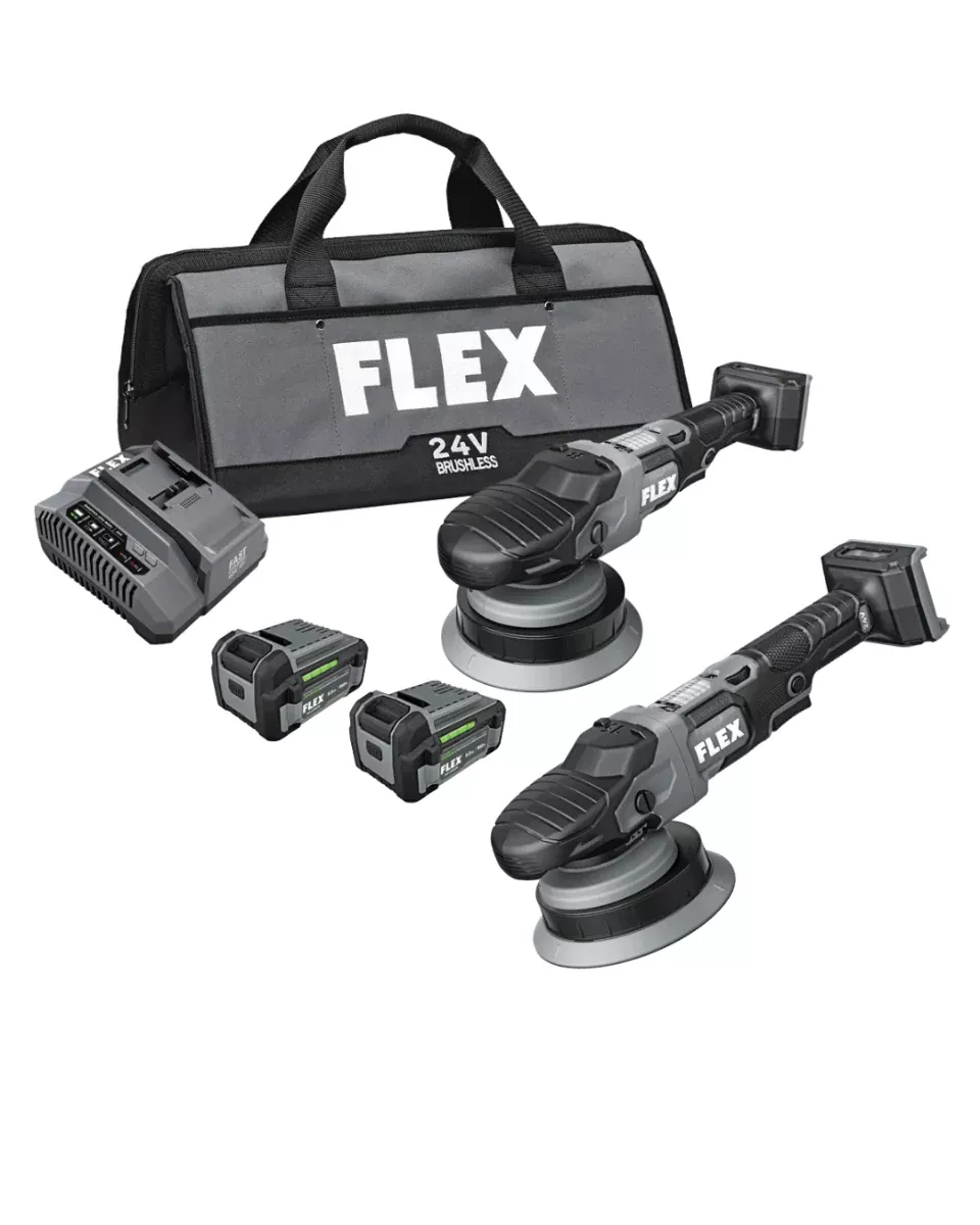 Flex Tools 24V Cordless Ultimate Polishing Combo: Random Orbital & Gear Driven Polishers Kit FX3321-FX3331-2C