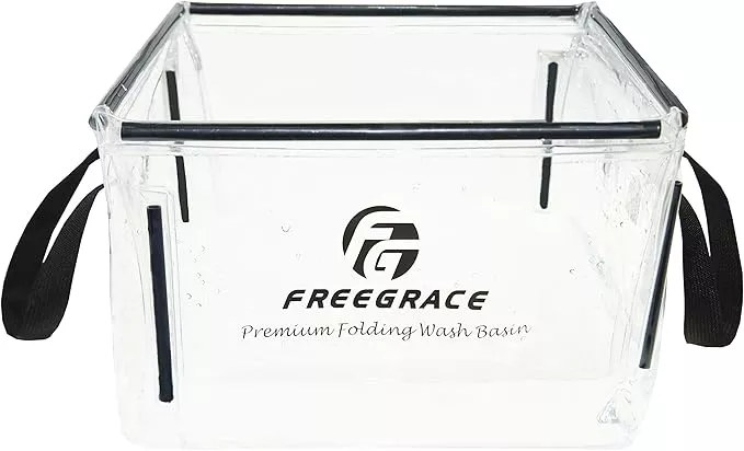 Freegrace Premium Folding Wash Basin - Collapsible Water Sink Container - Lightweight & Durable Transparent Plastic - Wash Dishes Everywhere - Suitable for Camping & Outdoor Activities