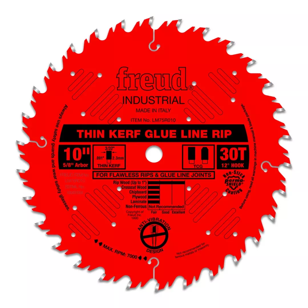 Freud Diablo 10" 30 Tooth Industrial Thin Kerf Glue Line Ripping Blade LM75R010