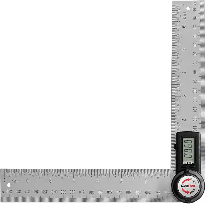 GemRed 82305 Digital Angle Finder GemRed Protractor Stainless steel 7inch 200mm (Black Button)