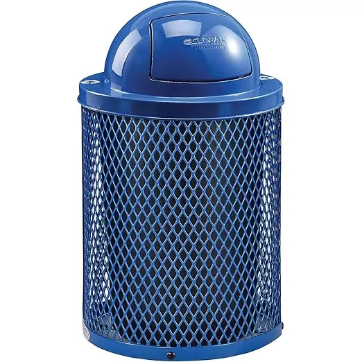 Global Industrial 32 Gallon Thermoplastic Mesh Recycling Receptacle w/Dome Lid, Blue