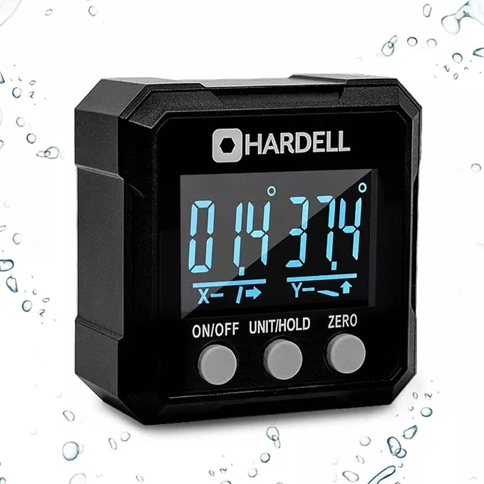 HARDELL Digital Angle Finder,Dual Axis 4X90° 0-40° Digital Angle Gauge With Magnetic Base, Relative Absolute Measuring Tool, Aluminum Alloy Auto-Rotation Protractor for Table Saw Tube Decoration DIYer
