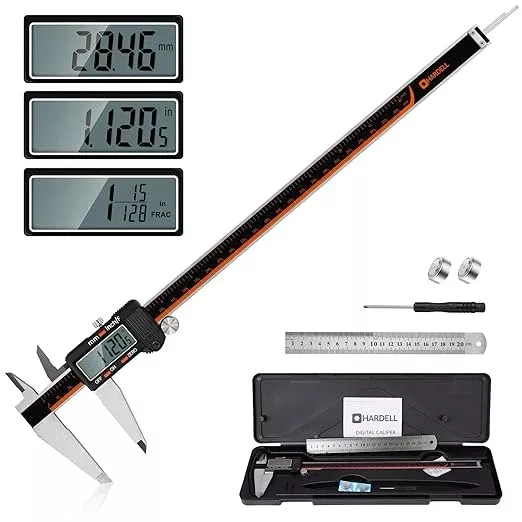 HARDELL Digital Caliper 12 Inch, Stainless Steel Caliper Measuring Tool with Large LCD Screen, Auto-Off Feature, Inch/Millimeter, Electronic Vernier Caliper for DIY, Jewelry, Parts, 3D Printing