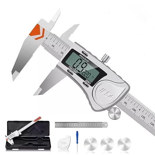 HARDELL Digital Caliper, IP54 Waterproof Caliper Measuring Tool with 3-Batteries & Extra Cover, All Stainless Steel Vernier Caliper Digital Micrometer, Inch/MM/Fraction for DIY/Household/3D-printing