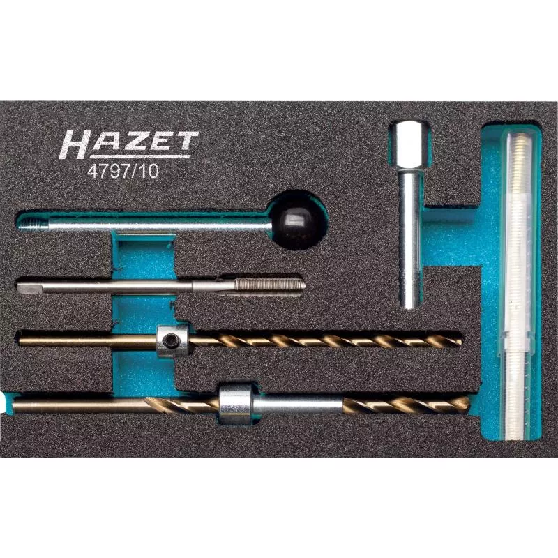 Hazet 4797/10 Thread Repair Tool Set for Injector Fastening Screw, 10 Pieces