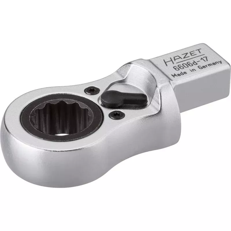 Hazet 6606D-17 Ratcheting Insert Box-End Wrench, 14x18mm Insert Square Drive, 17mm 12-Point