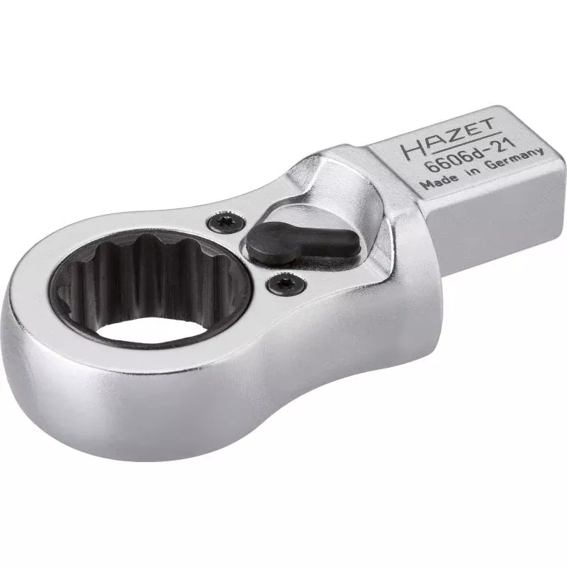 Hazet 6606D-21 Ratcheting Insert Box-End Wrench, 14x18mm Insert Square Drive, 21mm 12-Point