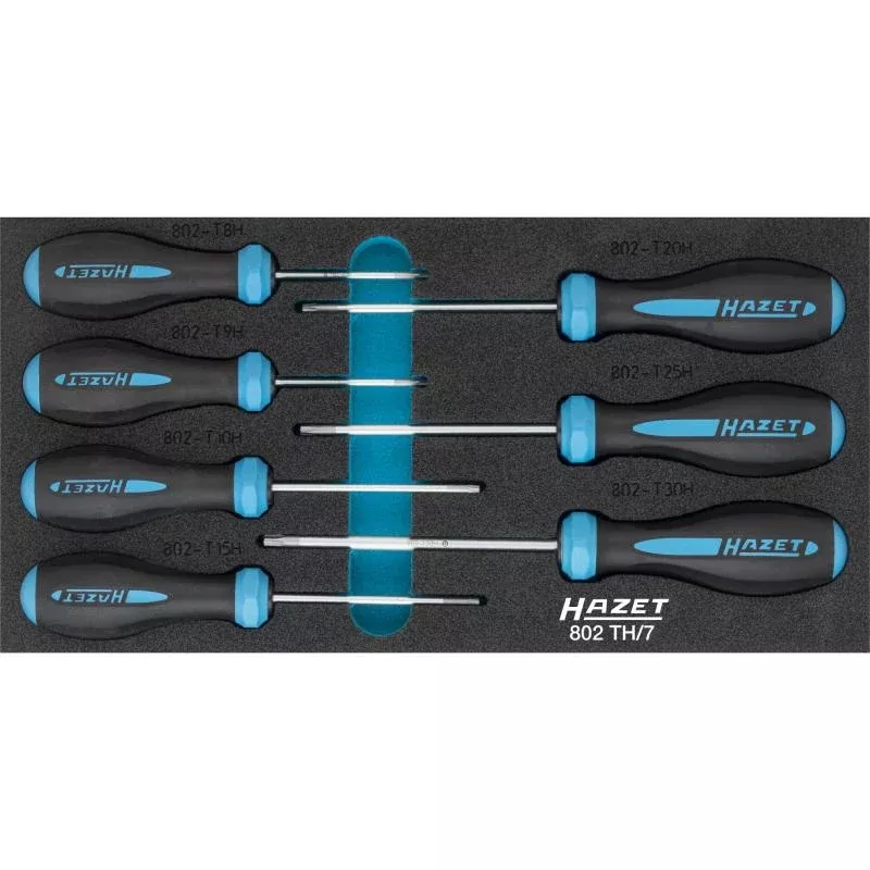 Hazet 802TH/7 HEXAnamic Screwdriver Set, Tamper-Resistant TORX, T8H-T30H, 7 Pieces
