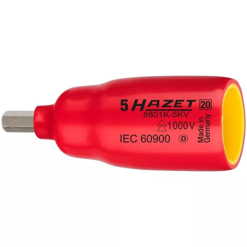 Hazet 8801K-5KV Insulated Screwdriver Socket, 10mm (3/8") Square Drive, 5mm Hex